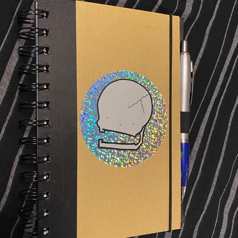 💀♻️ 2 Holographic Glitter Skull Hardcover Recycled Lined Notebook Journal Set